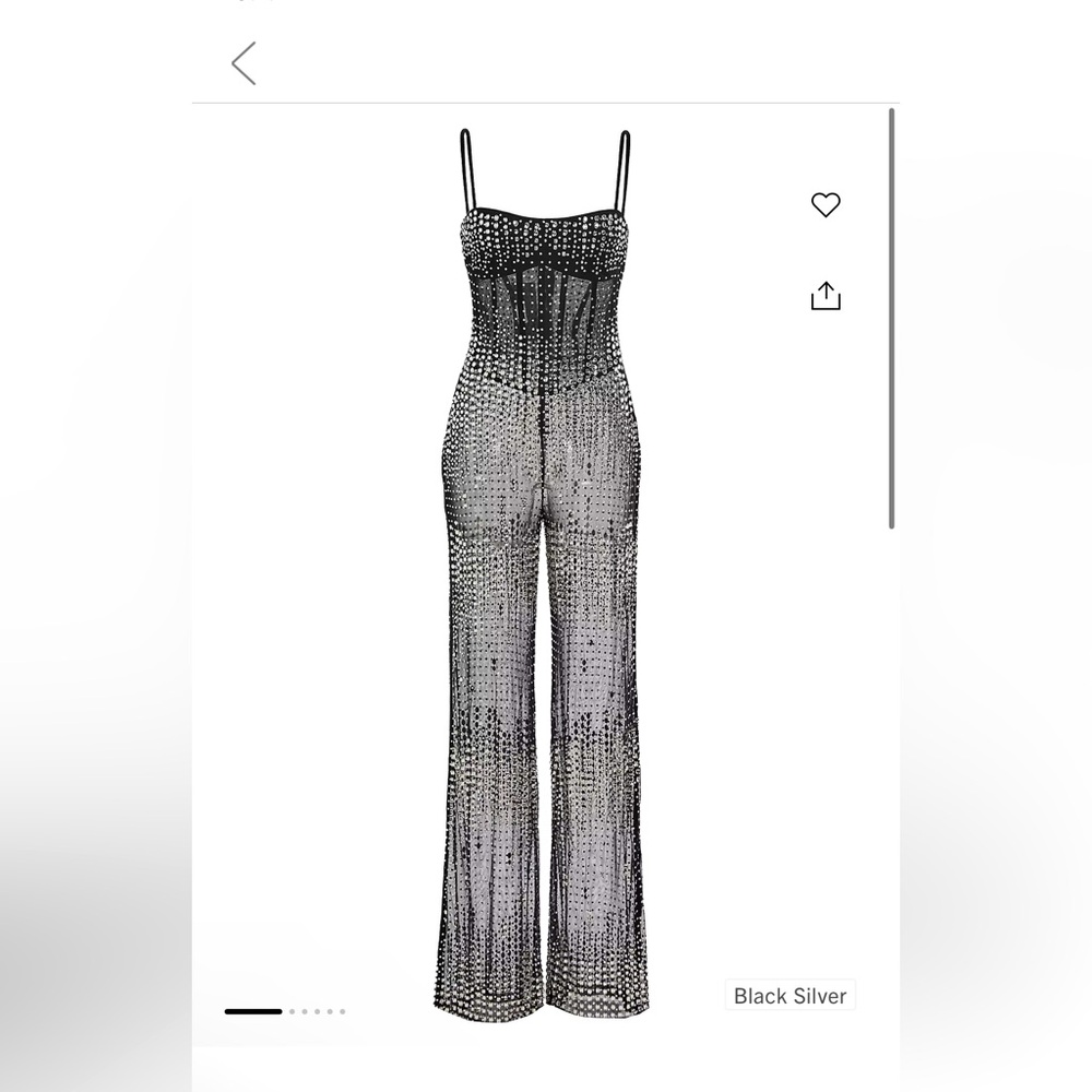 Sheer jumpsuit - Black sheer crystals - Picture 4 of 6